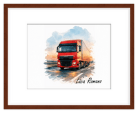 Thumbnail for Personalized Watercolor Truck Portrait Wall Art – Transform Your Photo into Custom Vehicle Artwork with Name, Trucker Keepsake Decor for Living Room, Bedroom, Office, Customized Gifts for Truckers - Front View