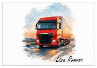 Thumbnail for Personalized Watercolor Truck Portrait Wall Art – Transform Your Photo into Custom Vehicle Artwork with Name, Trucker Keepsake Decor for Living Room, Bedroom, Office, Customized Gifts for Truckers - Front View
