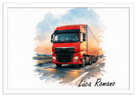 Thumbnail for Personalized Watercolor Truck Portrait Wall Art – Transform Your Photo into Custom Vehicle Artwork with Name, Trucker Keepsake Decor for Living Room, Bedroom, Office, Customized Gifts for Truckers - Front View