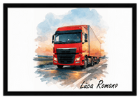Thumbnail for Personalized Watercolor Truck Portrait Wall Art – Transform Your Photo into Custom Vehicle Artwork with Name, Trucker Keepsake Decor for Living Room, Bedroom, Office, Customized Gifts for Truckers - Front View