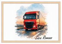 Thumbnail for Personalized Watercolor Truck Portrait Wall Art – Transform Your Photo into Custom Vehicle Artwork with Name, Trucker Keepsake Decor for Living Room, Bedroom, Office, Customized Gifts for Truckers - Front View