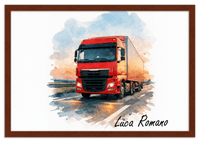 Thumbnail for Personalized Watercolor Truck Portrait Wall Art – Transform Your Photo into Custom Vehicle Artwork with Name, Trucker Keepsake Decor for Living Room, Bedroom, Office, Customized Gifts for Truckers - Front View