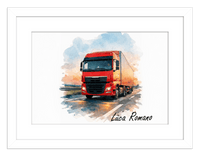 Thumbnail for Personalized Watercolor Truck Portrait Wall Art – Transform Your Photo into Custom Vehicle Artwork with Name, Trucker Keepsake Decor for Living Room, Bedroom, Office, Customized Gifts for Truckers - Front View