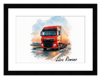 Thumbnail for Personalized Watercolor Truck Portrait Wall Art – Transform Your Photo into Custom Vehicle Artwork with Name, Trucker Keepsake Decor for Living Room, Bedroom, Office, Customized Gifts for Truckers - Front View