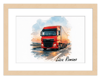 Thumbnail for Personalized Watercolor Truck Portrait Wall Art – Transform Your Photo into Custom Vehicle Artwork with Name, Trucker Keepsake Decor for Living Room, Bedroom, Office, Customized Gifts for Truckers - Front View