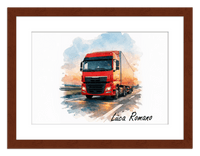 Thumbnail for Personalized Watercolor Truck Portrait Wall Art – Transform Your Photo into Custom Vehicle Artwork with Name, Trucker Keepsake Decor for Living Room, Bedroom, Office, Customized Gifts for Truckers - Front View