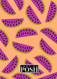 Thumbnail for Personalized Watermelon Journal - Tan Background - Circle Ribbon Nameplate - Back View