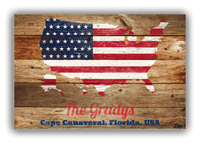 Thumbnail for Personalized Wood Grain Canvas Wrap & Photo Print - USA Flag - Antique Oak - Front View