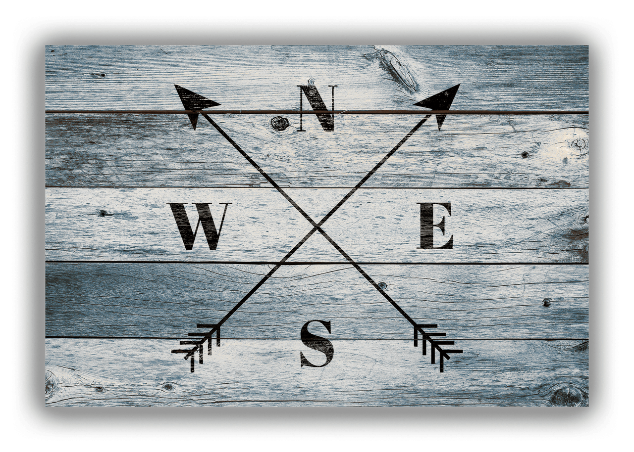 Personalized Wood Grain Canvas Wrap & Photo Print - Black Arrows - Blue Wash Wood - Front View