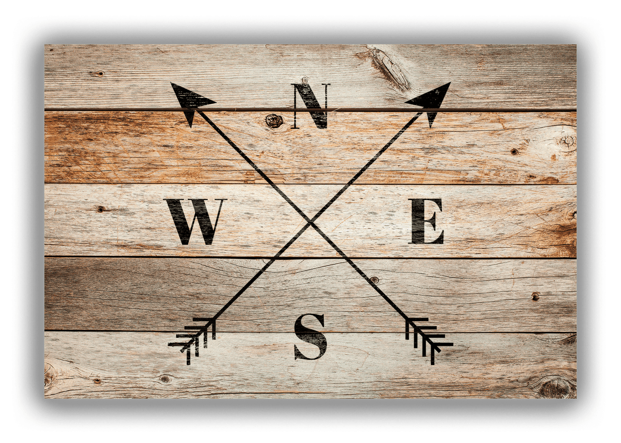 Personalized Wood Grain Canvas Wrap & Photo Print - Black Arrows - Natural Wood - Front View