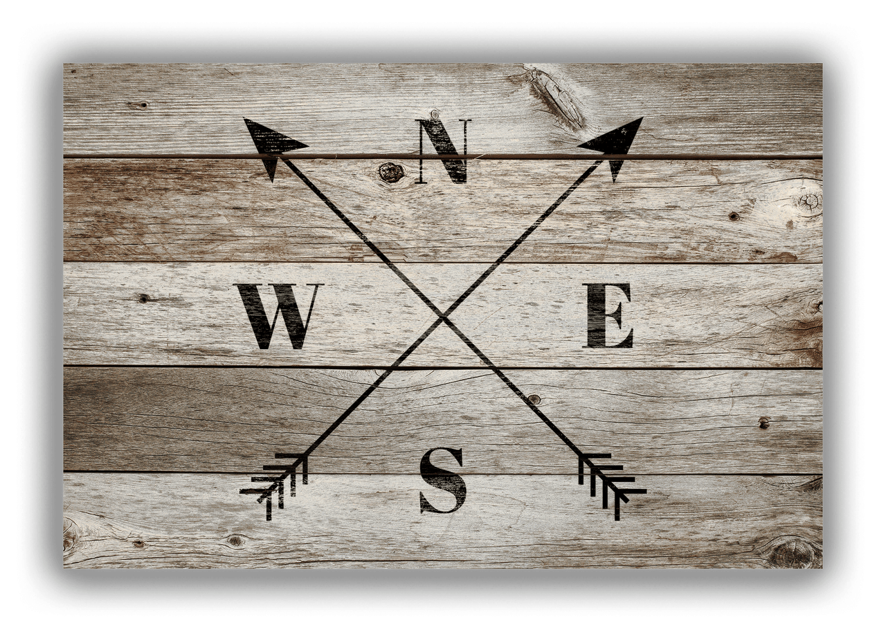 Personalized Wood Grain Canvas Wrap & Photo Print - Black Arrows - Old Grey Wood - Front View