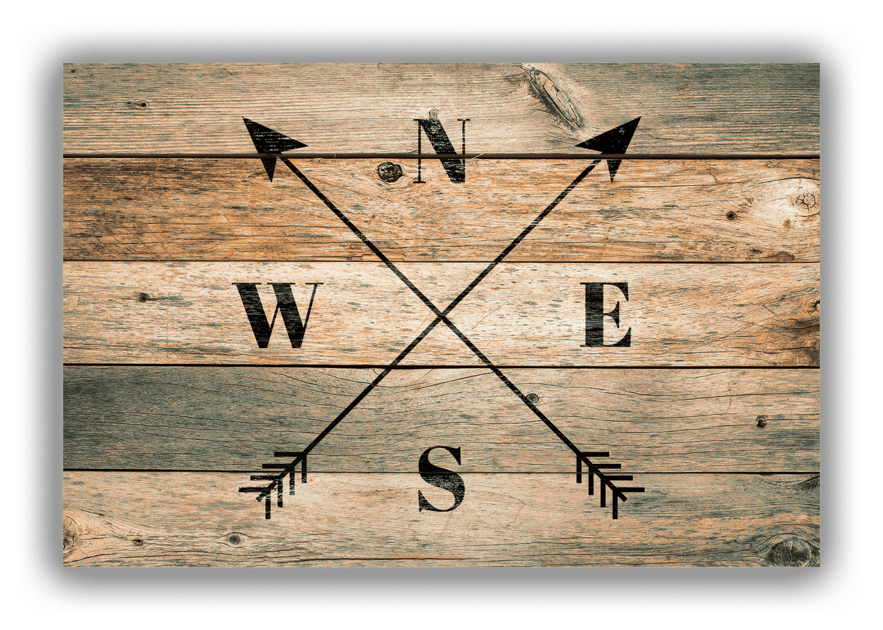 Personalized Wood Grain Canvas Wrap & Photo Print - Black Arrows - Patina Wood - Front View