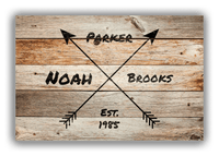 Thumbnail for Personalized Wood Grain Canvas Wrap & Photo Print - Black Arrows - Name with Birth Year - Natural Wood - Front View
