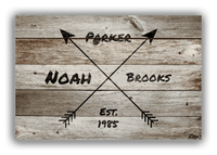 Thumbnail for Personalized Wood Grain Canvas Wrap & Photo Print - Black Arrows - Name with Birth Year - Old Grey Wood - Front View