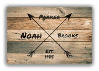 Thumbnail for Personalized Wood Grain Canvas Wrap & Photo Print - Black Arrows - Name with Birth Year - Patina Wood - Front View