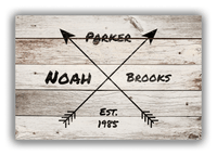 Thumbnail for Personalized Wood Grain Canvas Wrap & Photo Print - Black Arrows - Name with Birth Year - Whitewash Wood - Front View