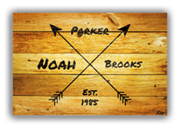 Thumbnail for Personalized Wood Grain Canvas Wrap & Photo Print - Black Arrows - Name with Birth Year - Sun Burst Wood - Front View