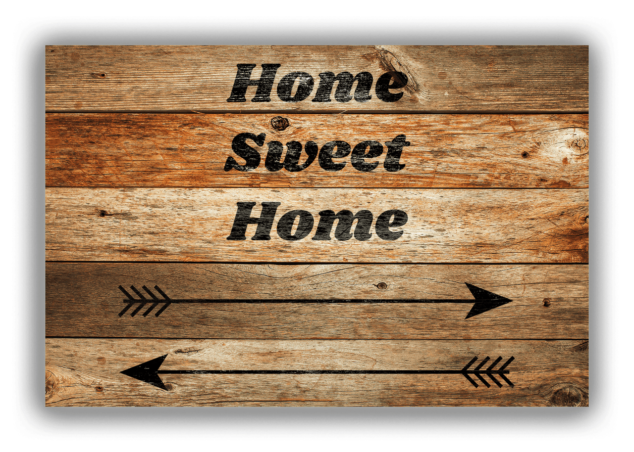 Personalized Wood Grain Canvas Wrap & Photo Print - Black Arrows II - Antique Oak Wood - Front View