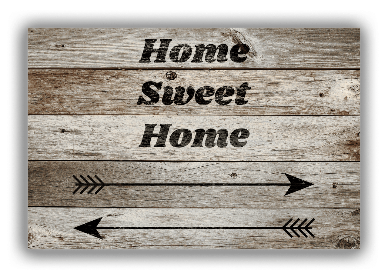 Personalized Wood Grain Canvas Wrap & Photo Print - Black Arrows II - Old Grey Wood - Front View