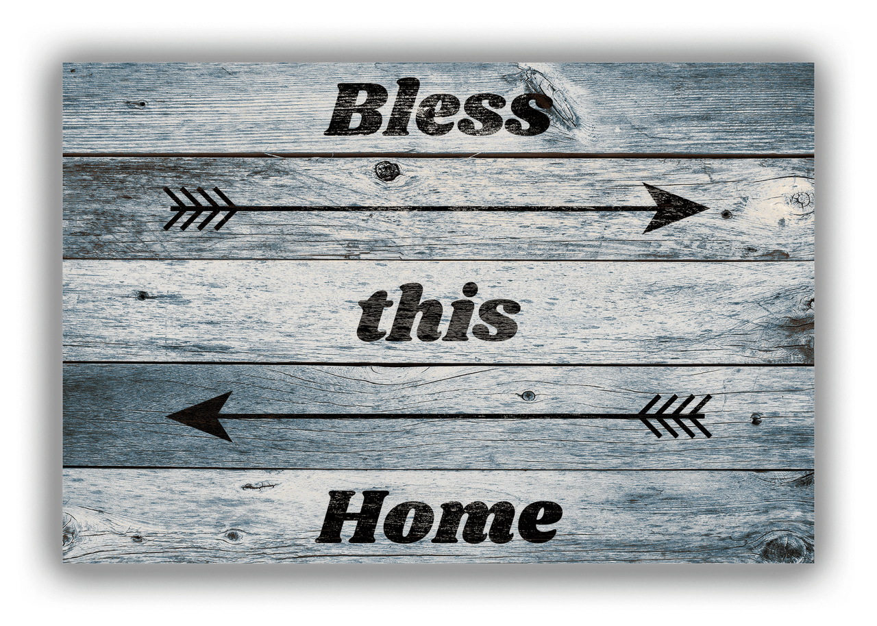Personalized Wood Grain Canvas Wrap & Photo Print - Black Arrows III - Blue Wash Wood - Front View