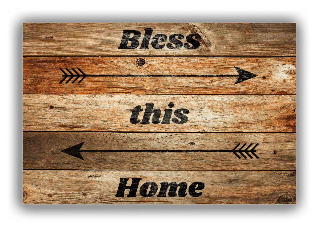 Personalized Wood Grain Canvas Wrap & Photo Print - Black Arrows III - Antique Oak Wood - Front View
