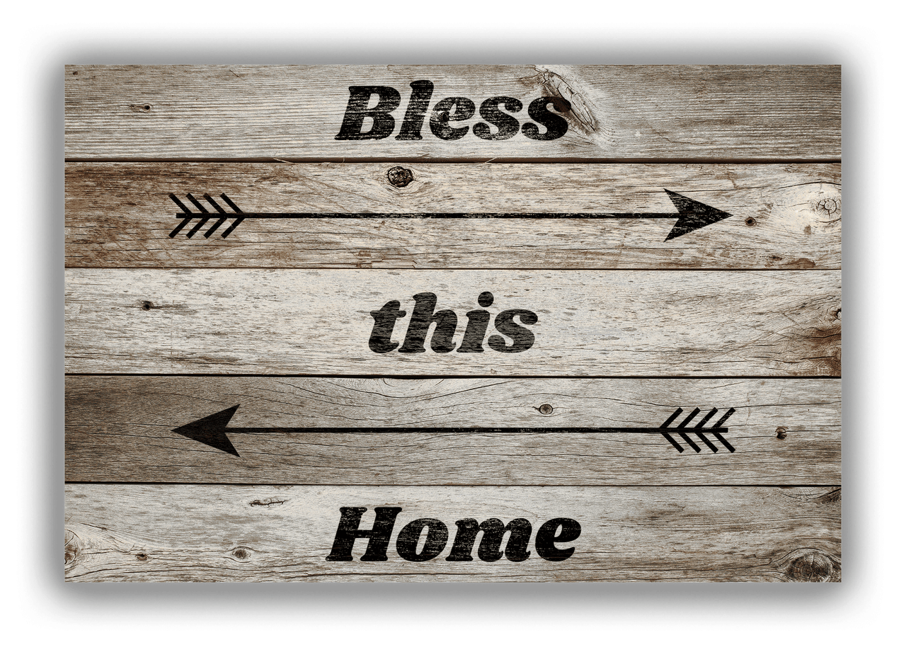 Personalized Wood Grain Canvas Wrap & Photo Print - Black Arrows III - Old Grey Wood - Front View