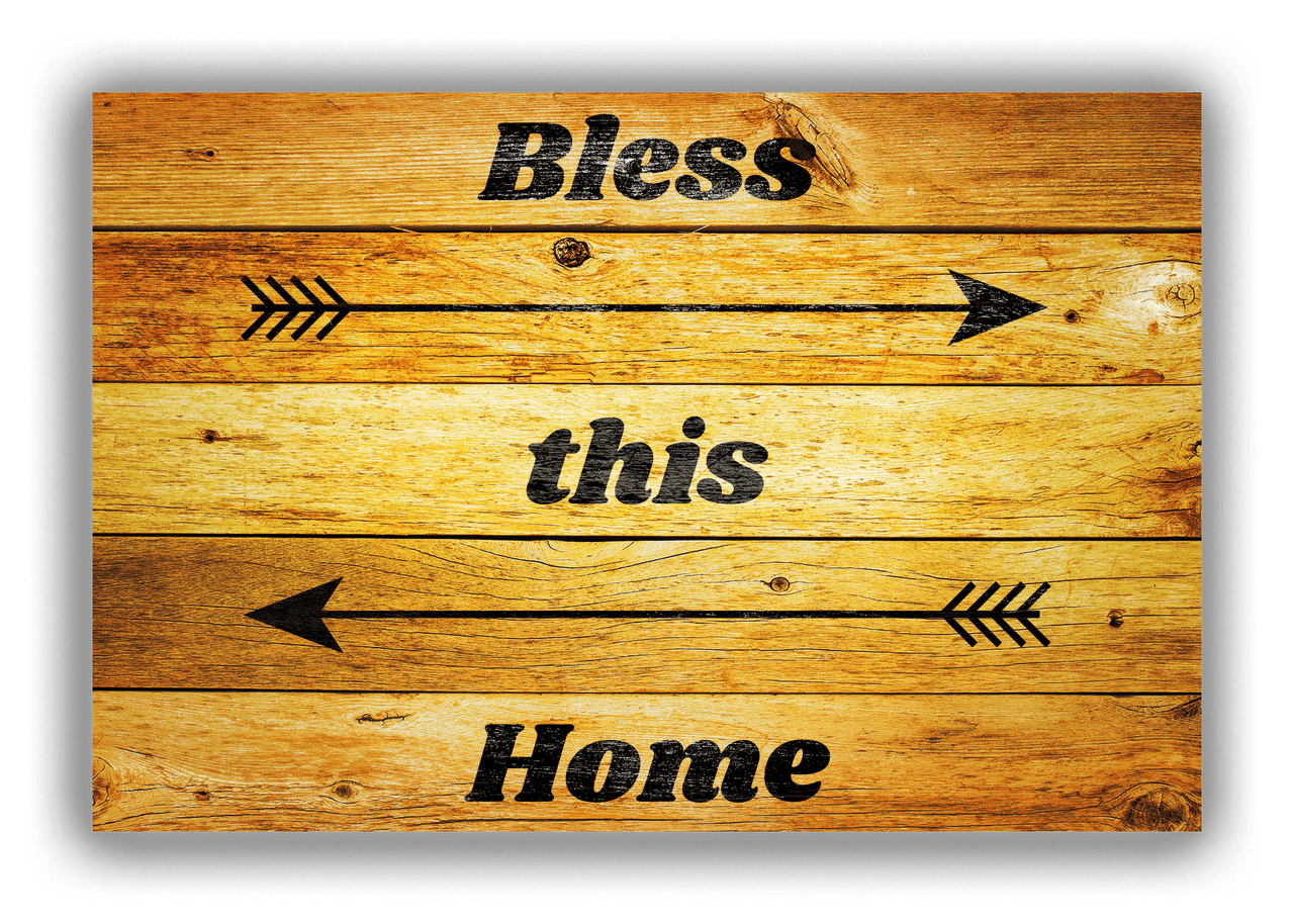 Personalized Wood Grain Canvas Wrap & Photo Print - Black Arrows III - Sun Burst Wood - Front View