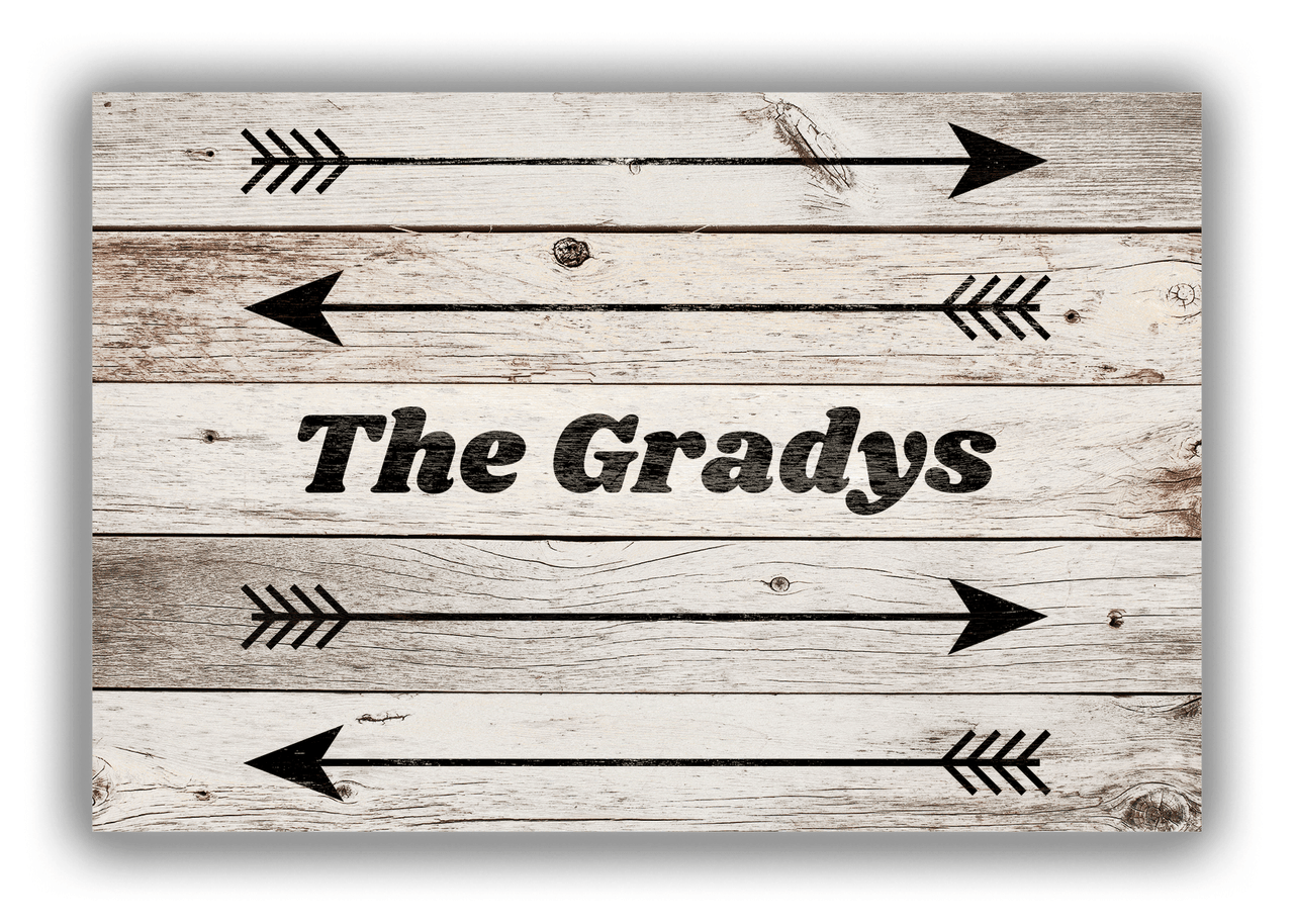 Personalized Wood Grain Canvas Wrap & Photo Print - Black Arrows IV - Whitewash Wood - Front View