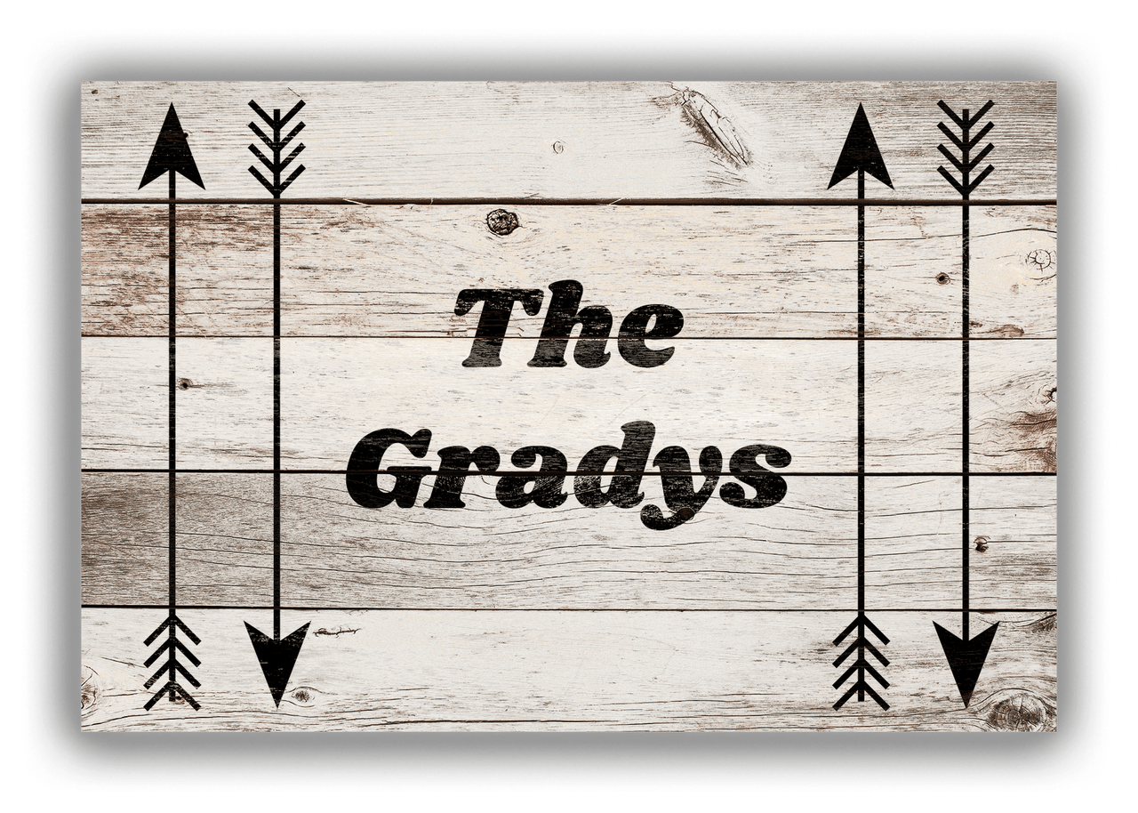 Personalized Wood Grain Canvas Wrap & Photo Print - Black Arrows V - Whitewash Wood - Front View