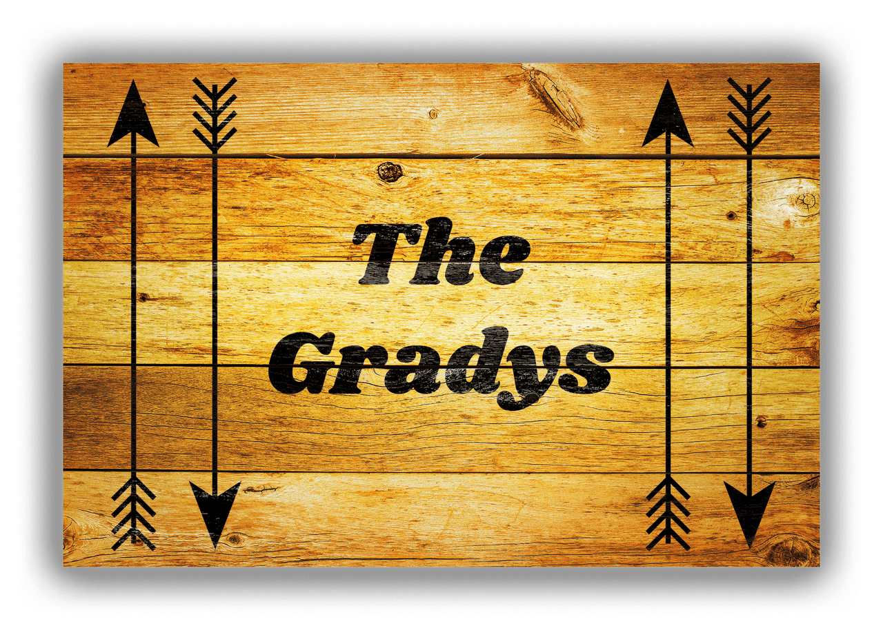 Personalized Wood Grain Canvas Wrap & Photo Print - Black Arrows V - Sun Burst Wood - Front View