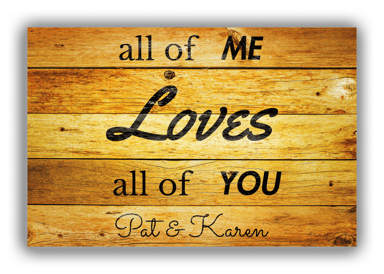 Personalized Wood Grain Canvas Wrap & Photo Print - All Of Me Loves All Of You - Sun Burst Wood - Front View