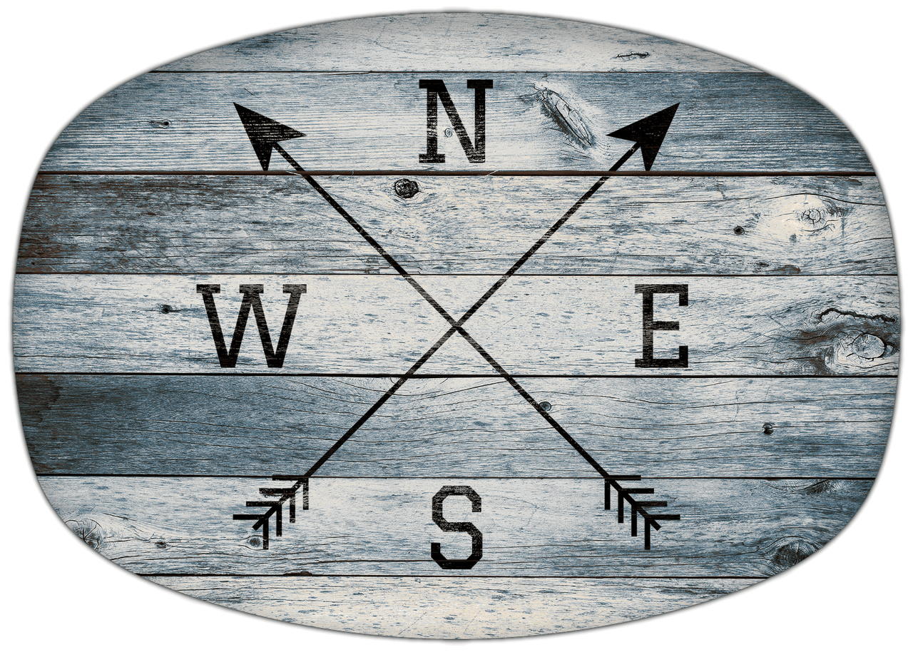 Personalized Wood Grain Platter - Arrows - Bluewash Wood - Front View