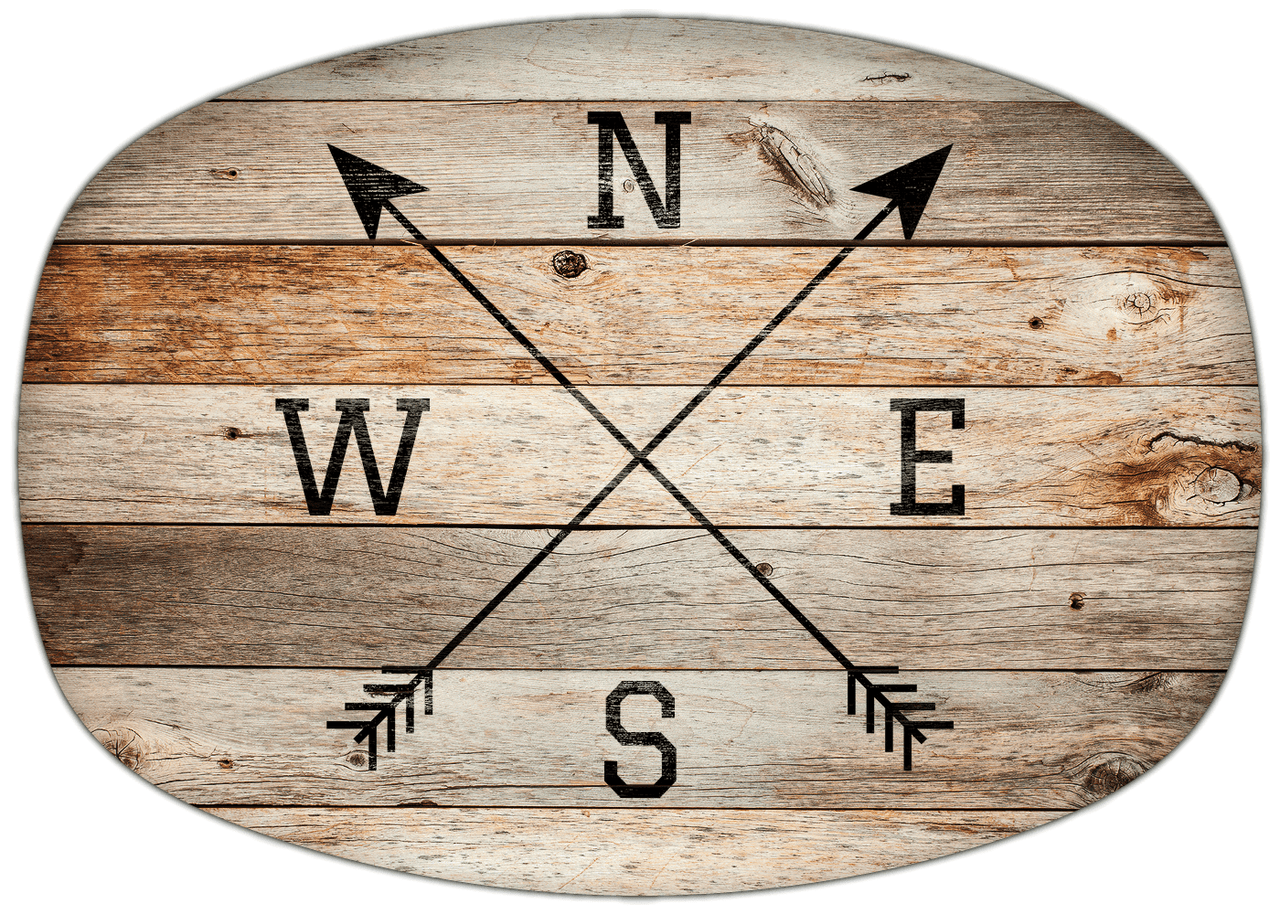 Personalized Wood Grain Platter - Arrows - Natural Wood - Front View