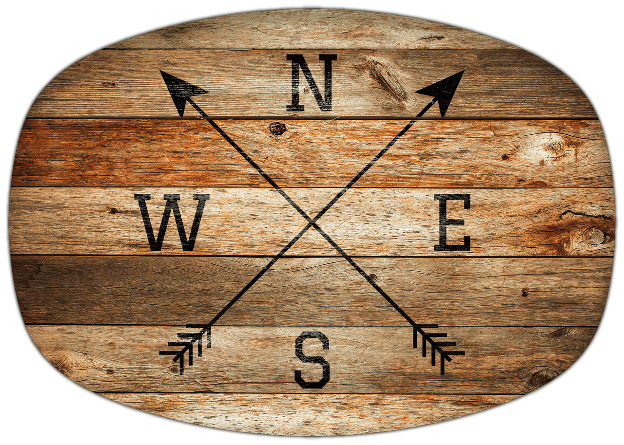 Personalized Wood Grain Platter - Arrows - Antique Oak - Front View