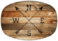 Thumbnail for Personalized Wood Grain Platter - Arrows - Antique Oak - Front View