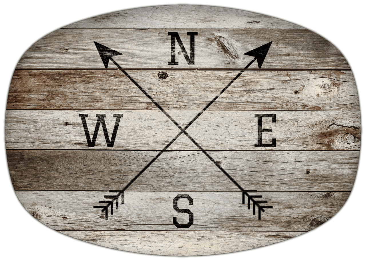 Personalized Wood Grain Platter - Arrows - Old Grey - Front View