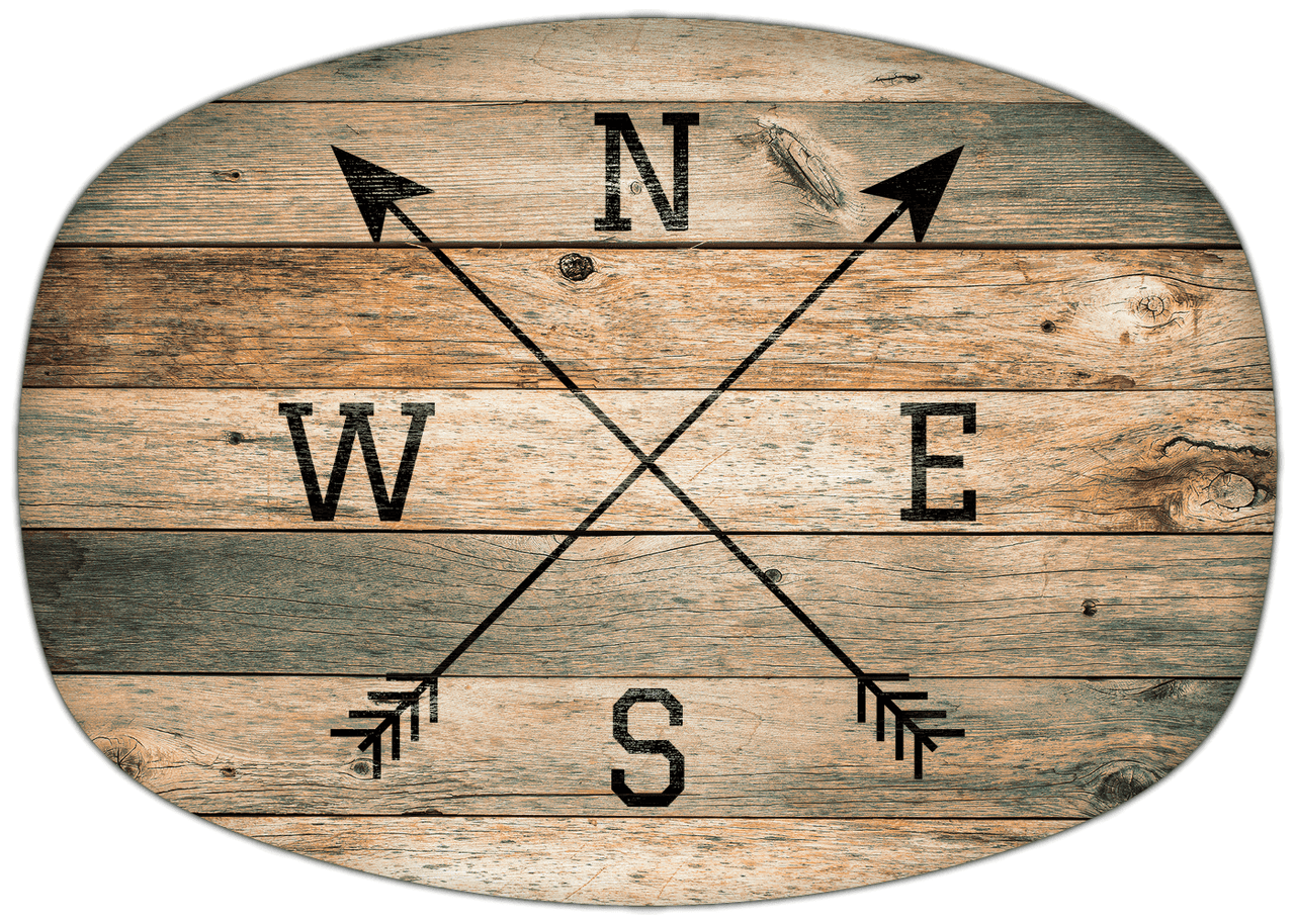 Personalized Wood Grain Platter - Arrows - Patina Wood - Front View