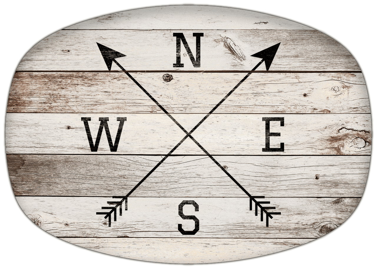 Personalized Wood Grain Platter - Arrows - Whitewash Wood - Front View