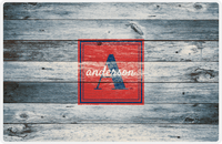 Thumbnail for Personalized Wood Grain Placemat - Name Over Initial - Bluewash Wood - Square Nameplate -  View