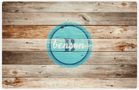 Thumbnail for Personalized Wood Grain Placemat - Name Over Initial - Natural Wood - Circle Nameplate -  View