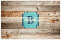 Thumbnail for Personalized Wood Grain Placemat - Name Over Initial - Natural Wood - Stamp Nameplate -  View