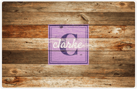 Thumbnail for Personalized Wood Grain Placemat - Name Over Initial - Antique Oak - Square Nameplate -  View