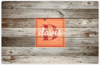 Thumbnail for Personalized Wood Grain Placemat - Name Over Initial - Old Grey - Square Nameplate -  View