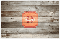 Thumbnail for Personalized Wood Grain Placemat - Name Over Initial - Old Grey - Stamp Nameplate -  View