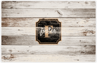 Thumbnail for Personalized Wood Grain Placemat - Name Over Initial - Whitewash Wood - Stamp Nameplate -  View