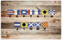Thumbnail for Personalized Wood Grain Placemat - Nautical Flags - Natural Wood - Flags with Large Letters -  View