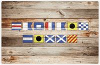 Thumbnail for Personalized Wood Grain Placemat - Nautical Flags - Natural Wood - Flags without Letters -  View