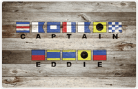 Thumbnail for Personalized Wood Grain Placemat - Nautical Flags - Old Grey Wood - Flags with Large Letters -  View