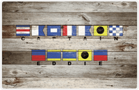 Thumbnail for Personalized Wood Grain Placemat - Nautical Flags - Old Grey Wood - Flags with Small Letters -  View