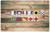 Thumbnail for Personalized Wood Grain Placemat - Nautical Flags - Patina Wood - Flags without Letters -  View